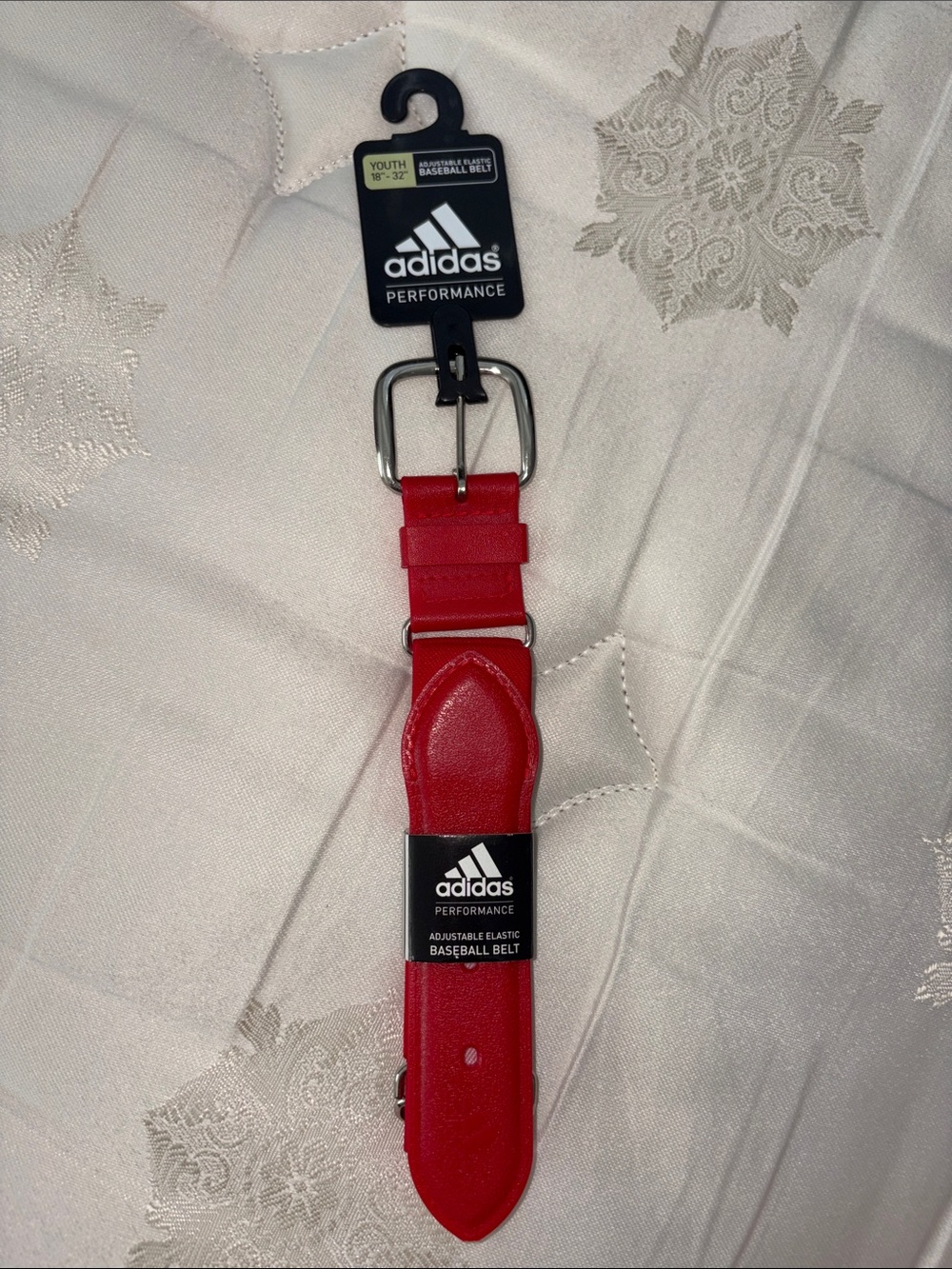 adidas Red Elastic Baseball Belt with Silver Buckle
